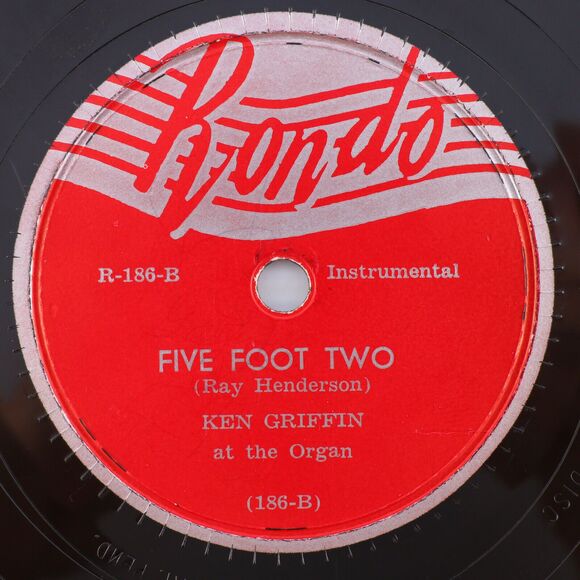 Ken Griffin - You Are The One / Five Foot Two 1949 10" 78 rpm Record Rondo R-186 - Picture 3 of 16